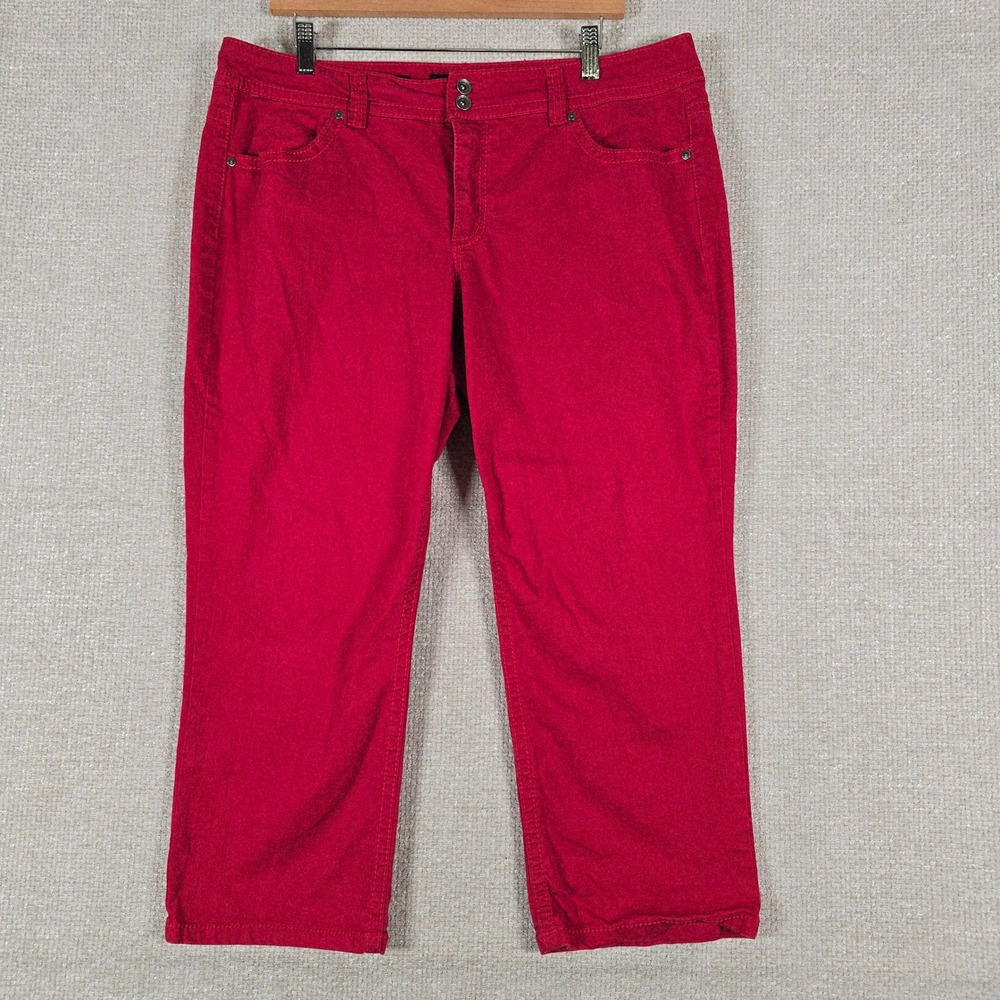 Nine West Jeans Date Night Fit Red Corduroy Embellished Straight Pants Womens 16